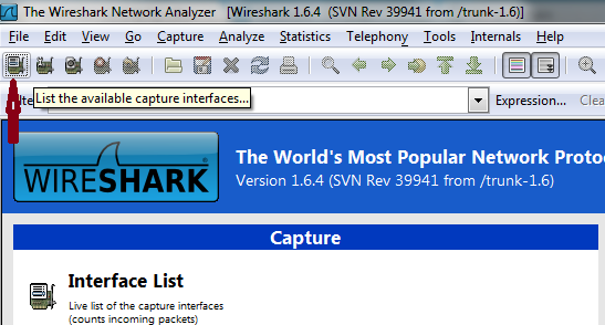 Capture-interface list button in Wireshark 1.6.4