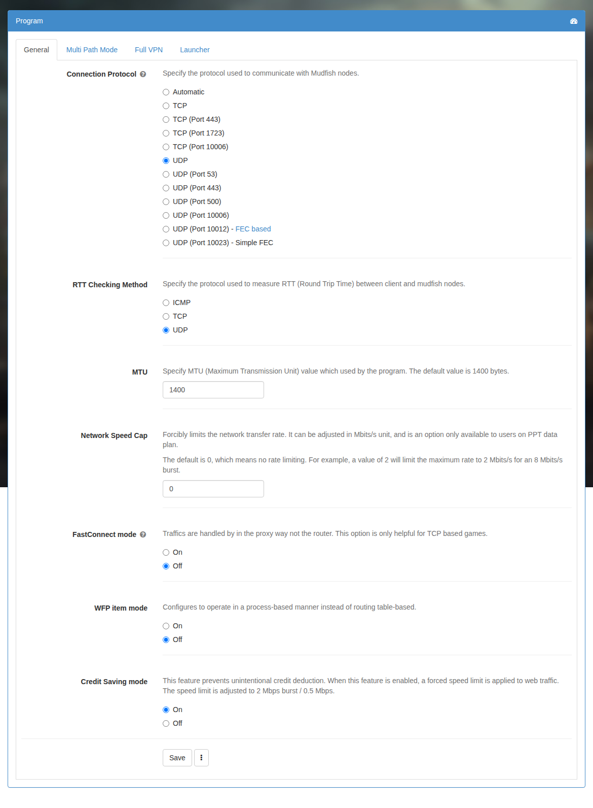 FastConnect and connection settings