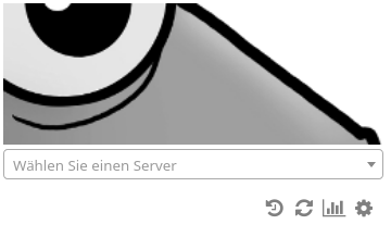 Serverauswahl und Funktionssymbole der Mudfish-Firefox-Erweiterung
