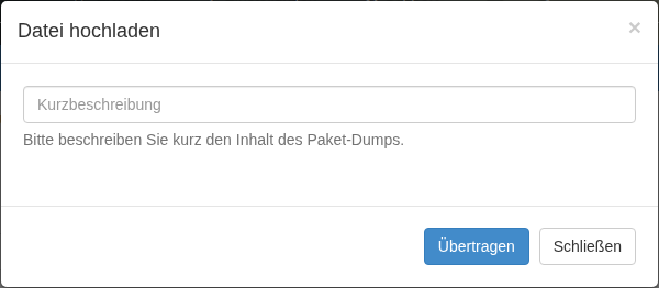 Paketdump hochladen