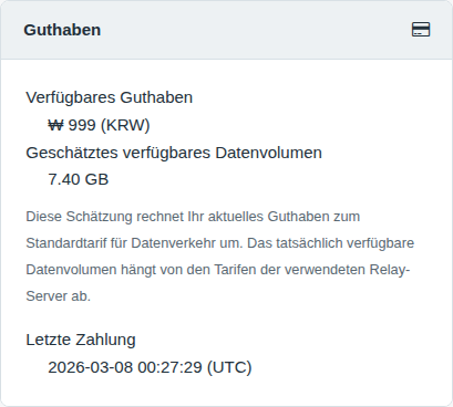 Guthabenstatus