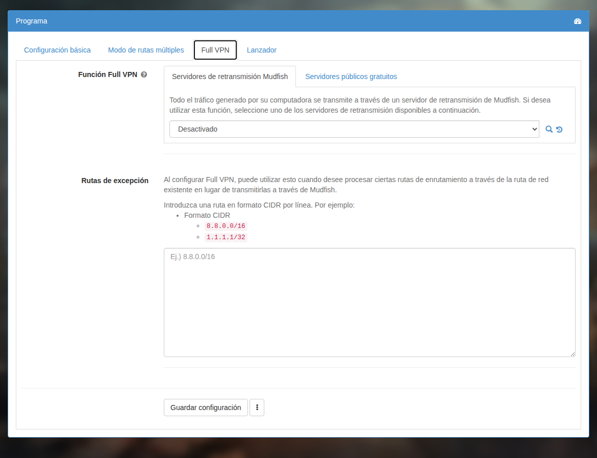 Configuración de Full VPN