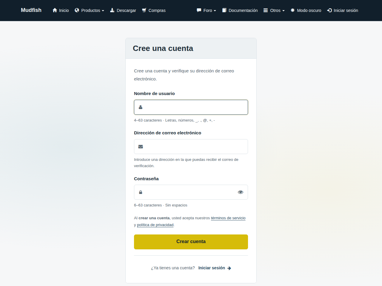 Crear cuenta