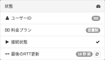 ユーザー ID と接続状態