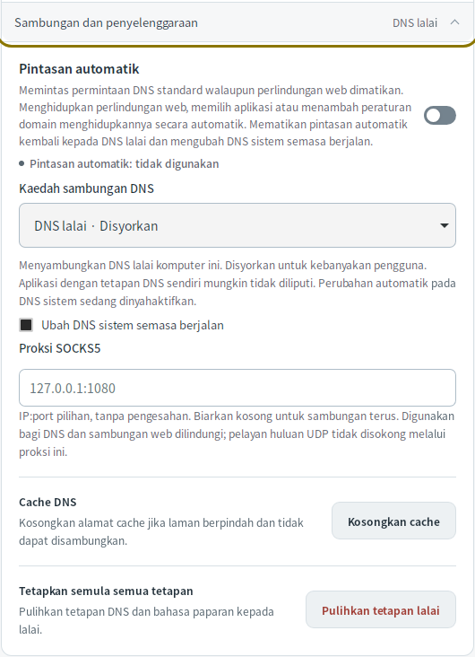 Tetapan sambungan DNS — Mudfish DNS 0.1.3 (Linux)