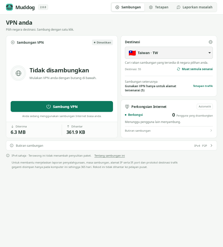 Sambungan VPN — Muddog 2.0.0 (Linux)