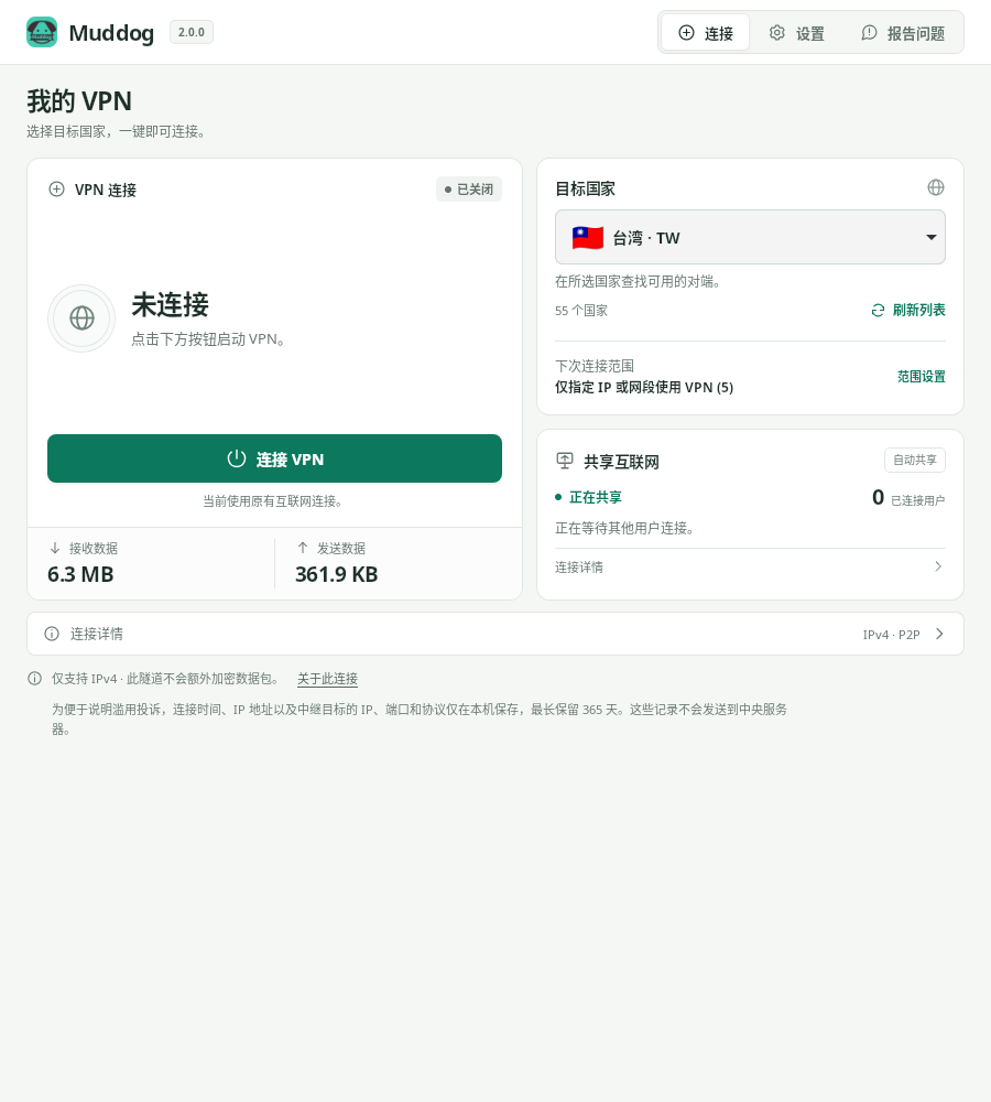 VPN 连接 — Muddog 2.0.0 (Linux)